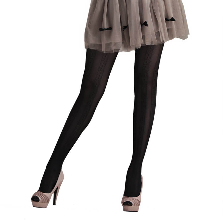 Fashion Jacquard Pantyhose-Ribbon Pattern